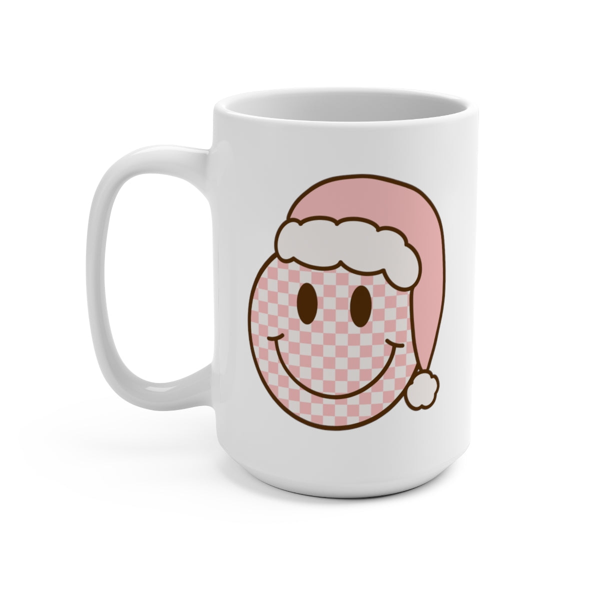 Checkered Christmas Smiley Mug