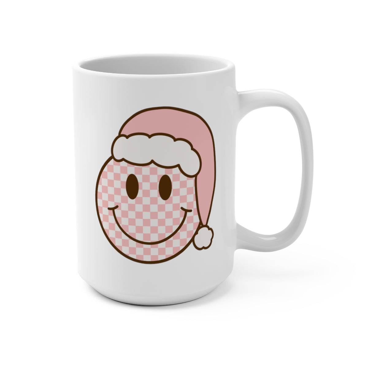 Checkered Christmas Smiley Mug